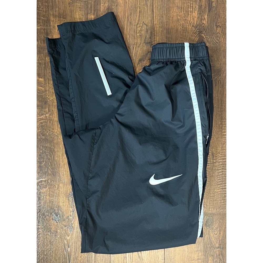 Nike Shield Running Pants Womens XS Black Reflective Zippered Track Joggers